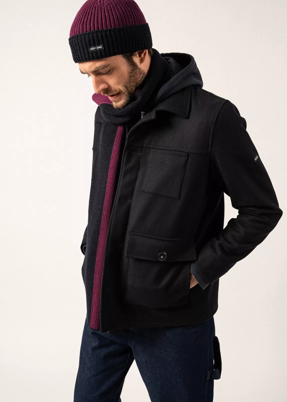 SAINT JAMES Bonnet en laine bicolore Canot