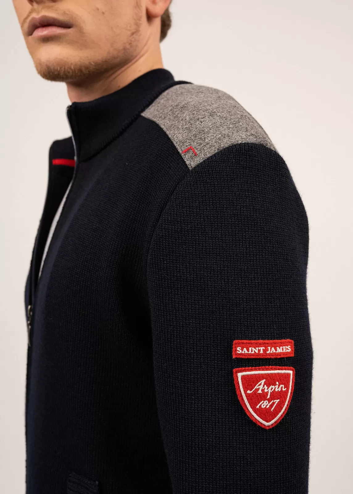 Homme SAINT JAMES Gilet zippé en laine et drap de laine Serac Arpin